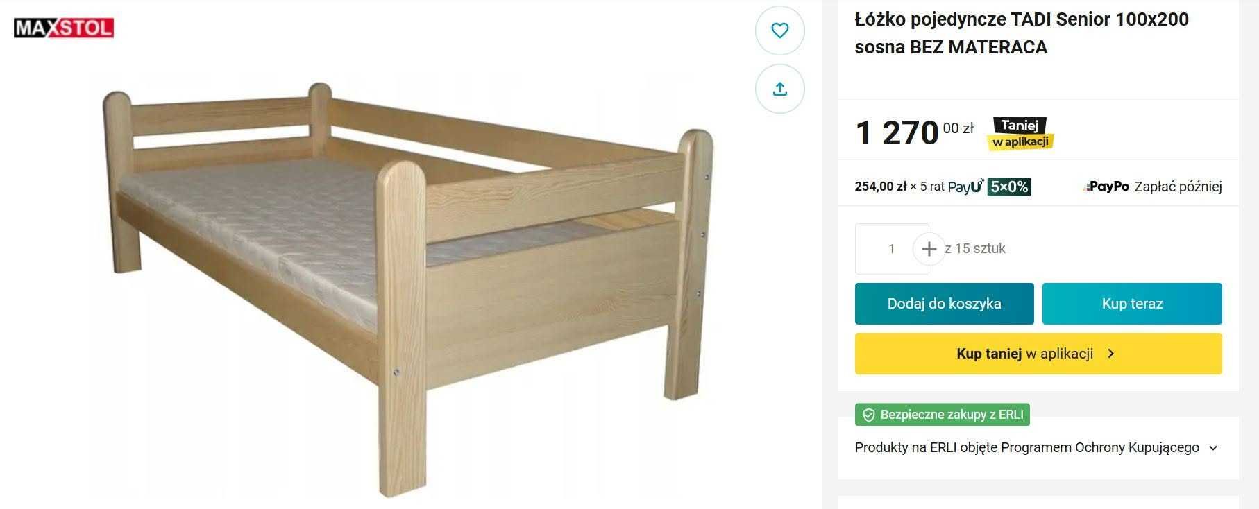 Łóżko dla seniora lub osoby leżącej