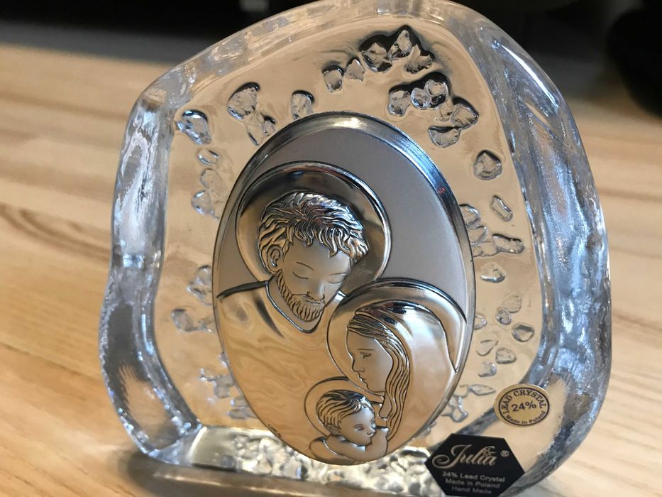 Przycisk Święta Rodzina kryształ PREZENT ŚLUBNY