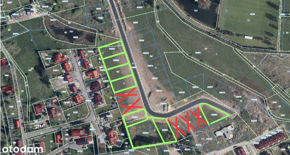 Działki budowlane  7 szt. pow. 11 a + 1 szt. 28 arów cena od 260 zł/m2