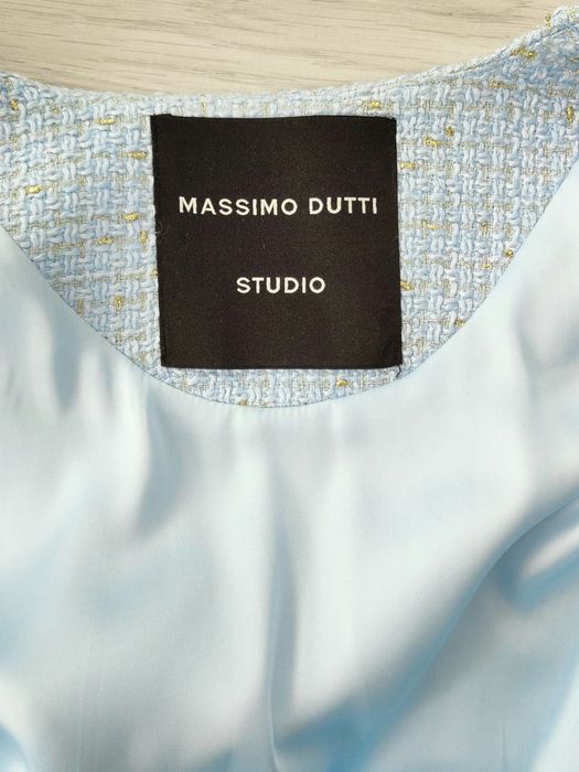 Marynarka Massimo dutti Studio 38 M błękitna niebieska tweedowa