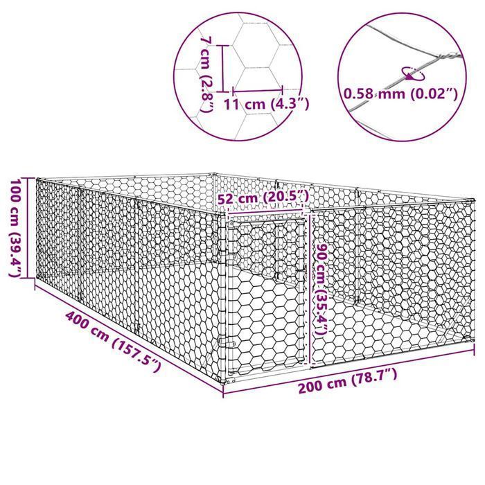 Vidaxl Zewnętrzna Buda Dla Psa Z Drzwiami 2X4X1 M Stal Ocynkowana