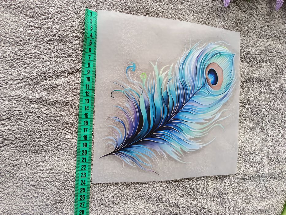 Termoprzylepna naklejka na odzież pawie pióro