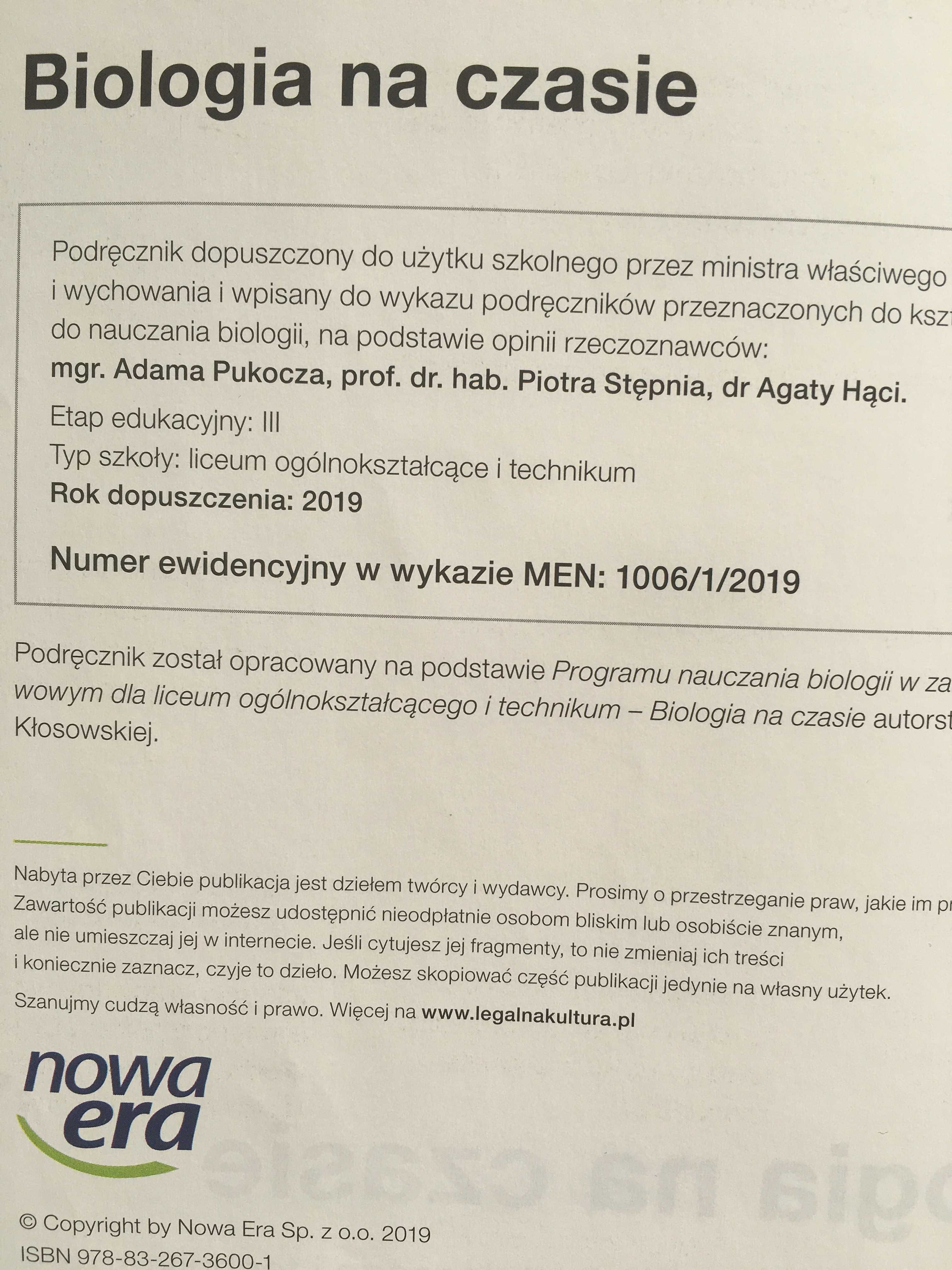 Biologia na czasie 1, podręcznik, zakres podstawowy