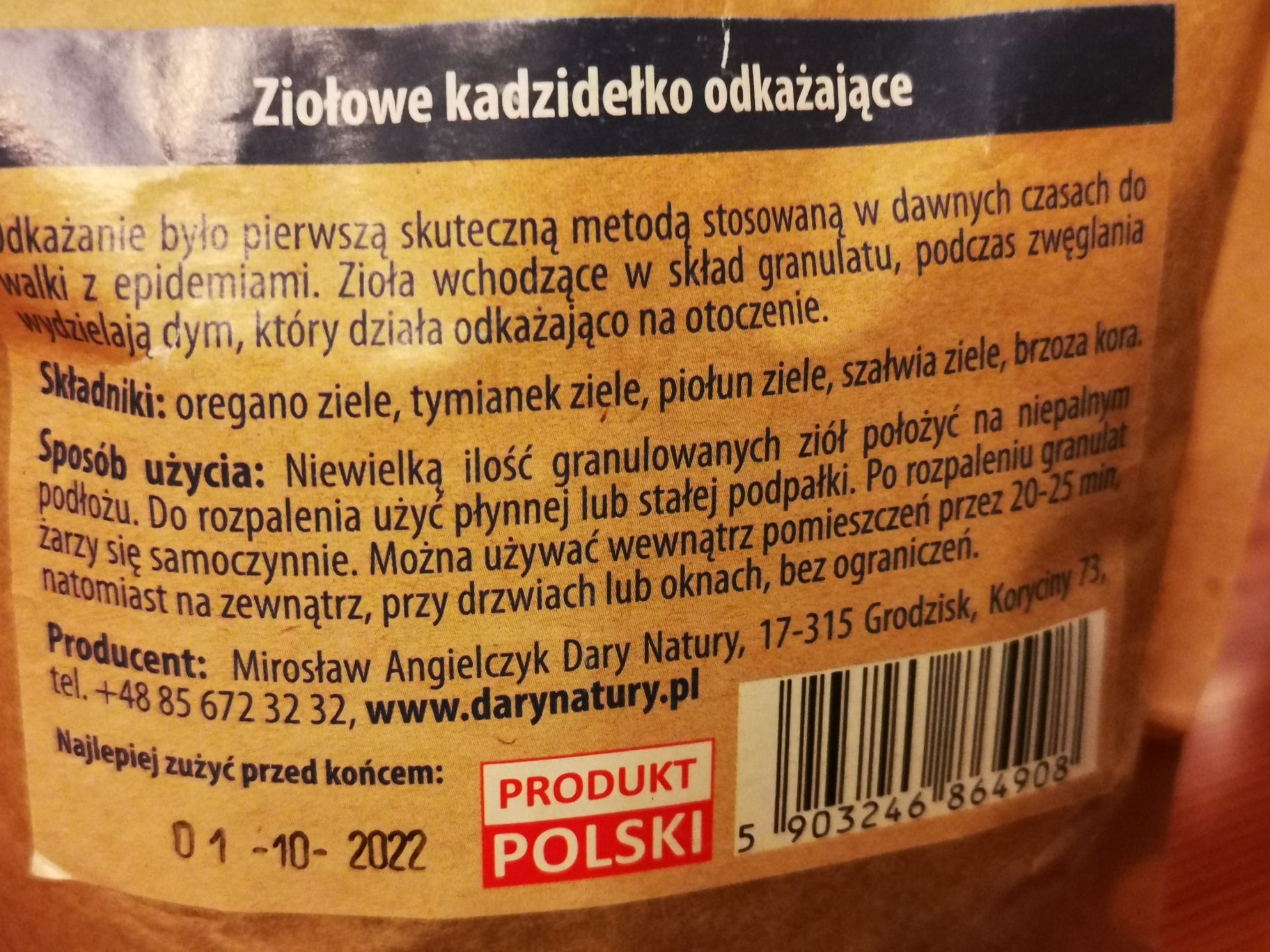 Ziołowe kadzidło odkażające Mirra Szałwia Zioła Kadzidła Okazja!