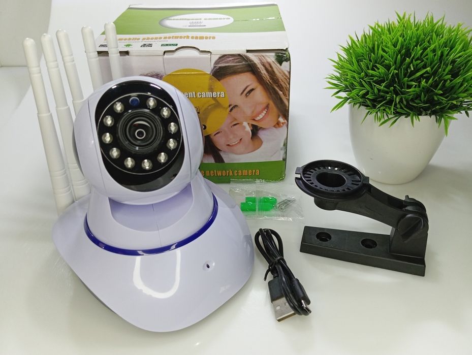 ‼️Поворотна Вайфай IP камера WIFI Smart NET Q5 Біла 3mp Нічна зйомка‼️