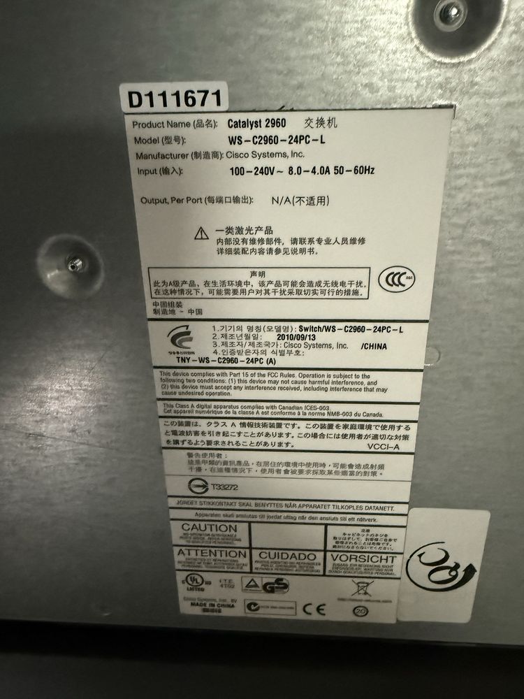 Switch cisco WS - C2960 - 24PC - L