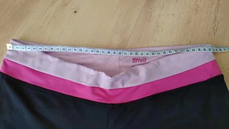 Legginsy Crivit, sportowe, z różowymi wstawkami, rybaczki, 38/40/M/L