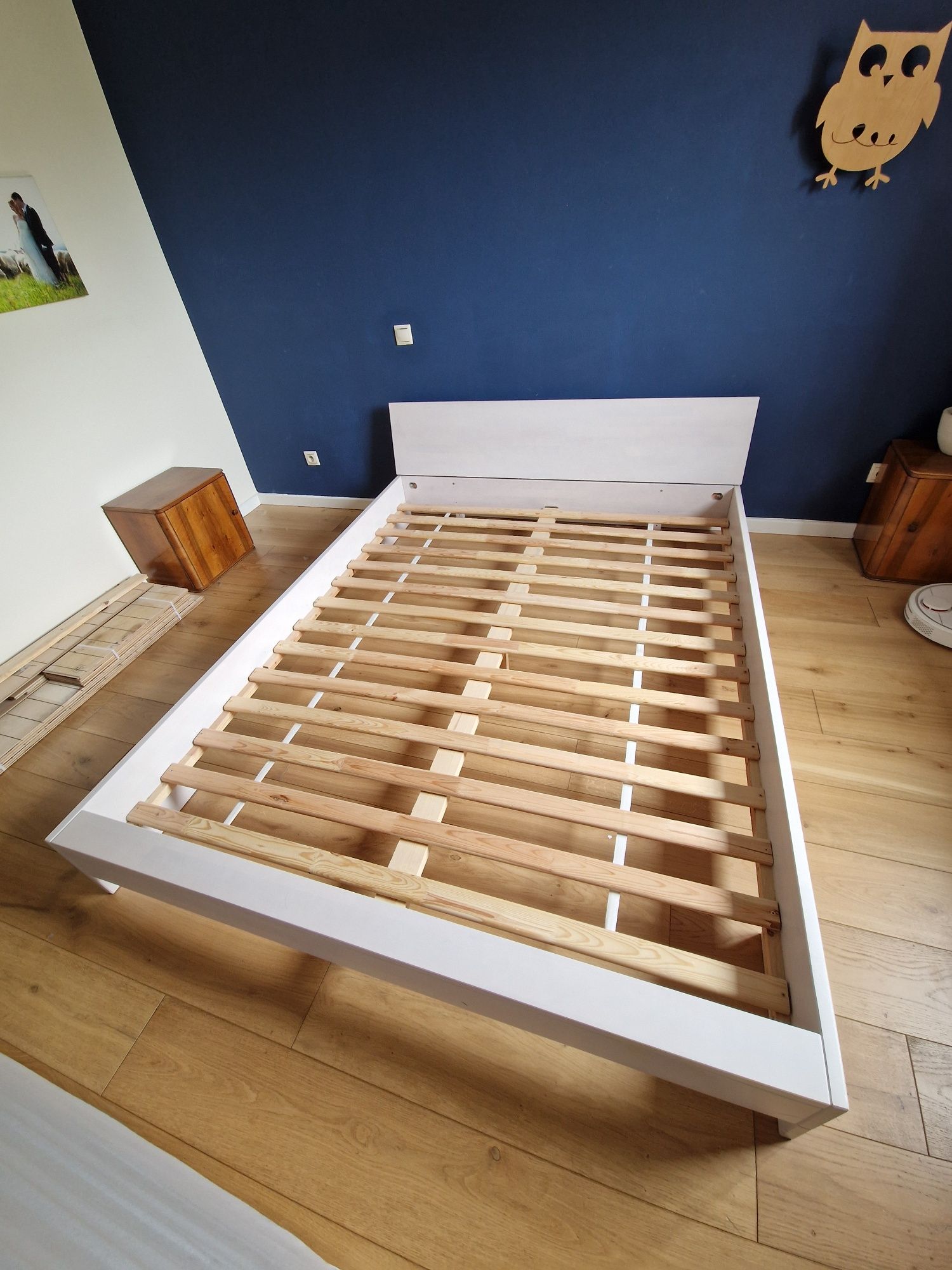 Łóżko drewniane bukowe białe 160 x 200 cm