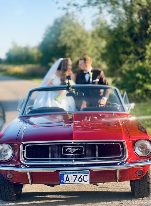 Ford Mustang Cabrio 1968r. Sesja zdjeciowa, Ślub, Wynajem, Kierowca