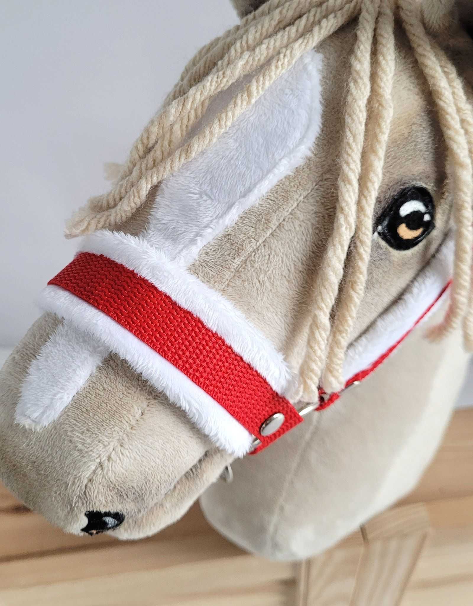 Zestaw do Hobby Horse: kantar A3 z białym futerkiem + uwiąz ze sznurka