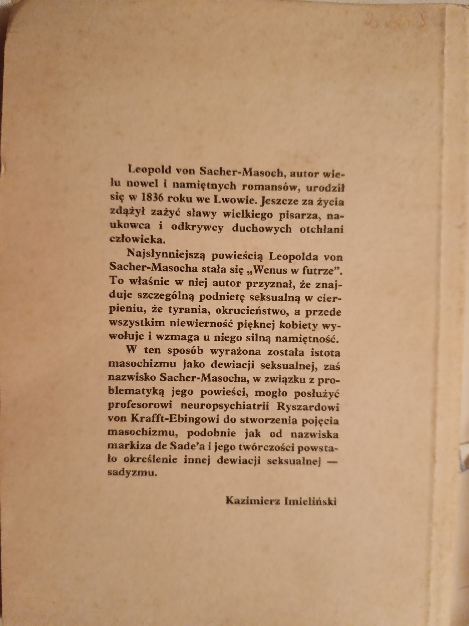 Wenus w futrze " Leopold von Sacher Masoch