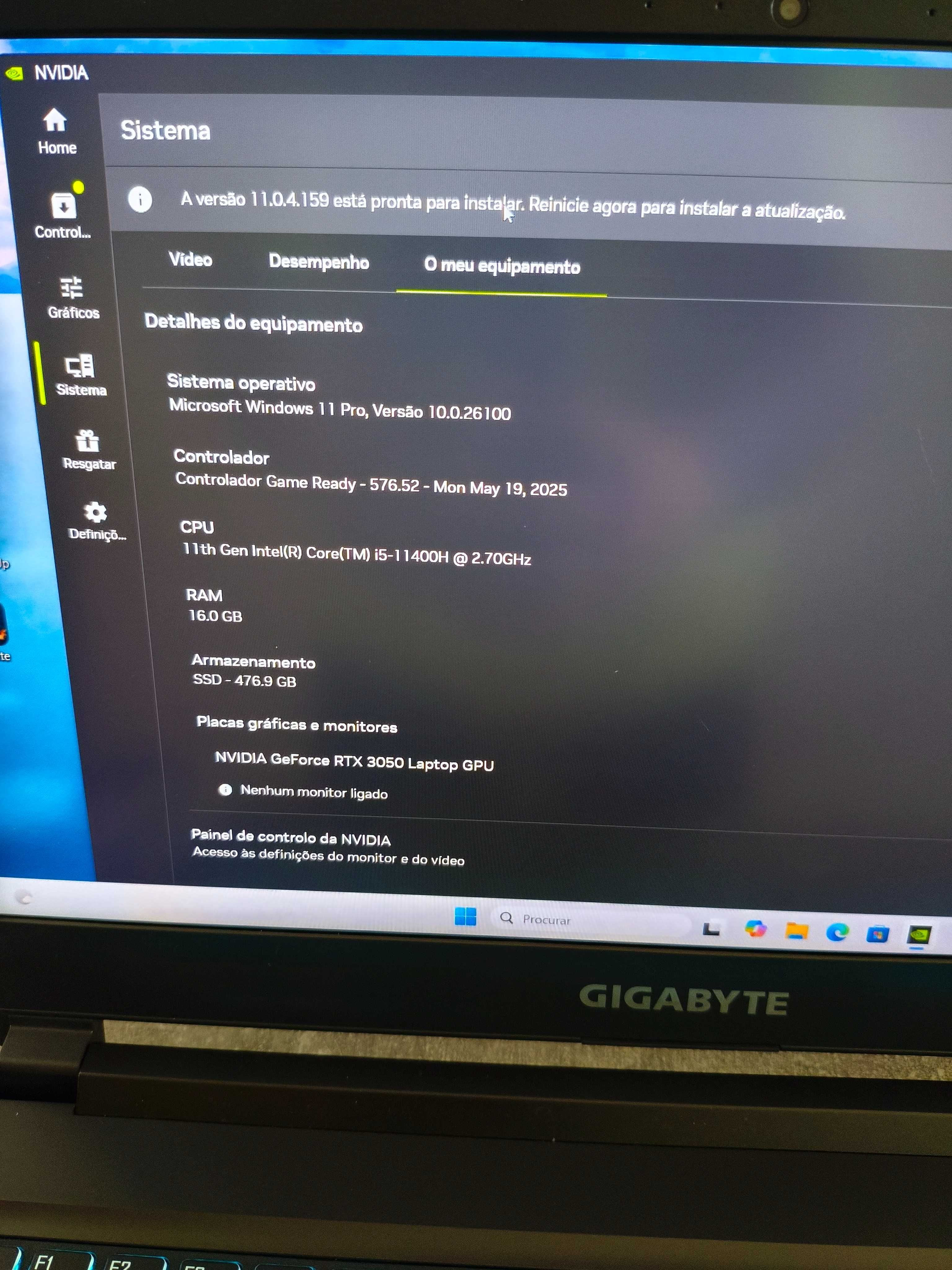 Portátil Gaming Gigabyte RTX 3050 | i5 | 16GB | 500GB SSD | Como Novo