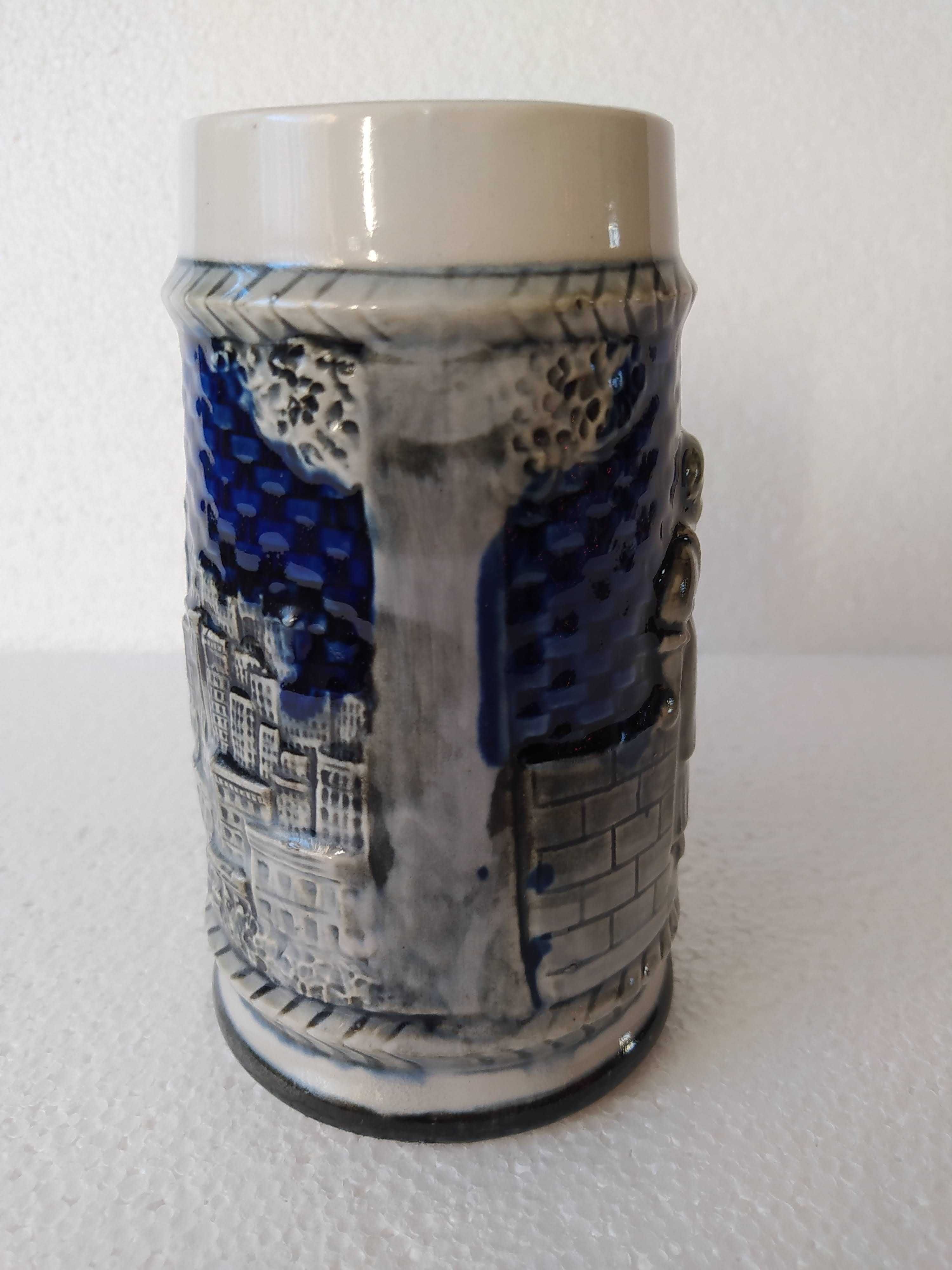 Stary Kufel ceramiczny kolekcjonerski niemiecki niebieski