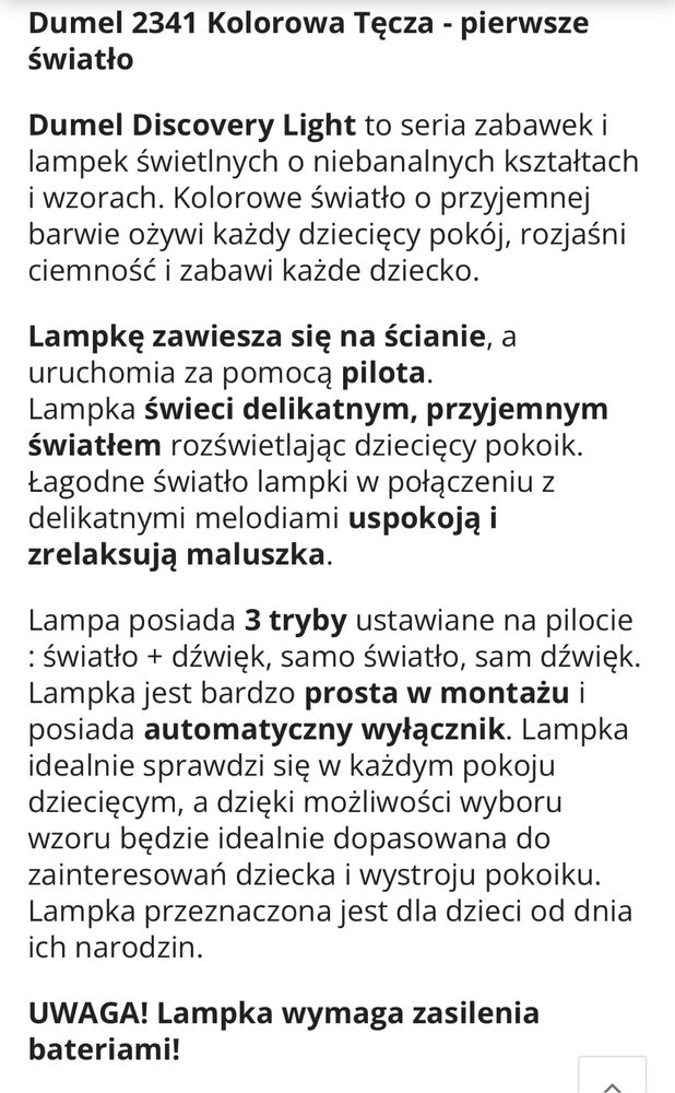 Lampka tecza, projektor na pilota  „18”
