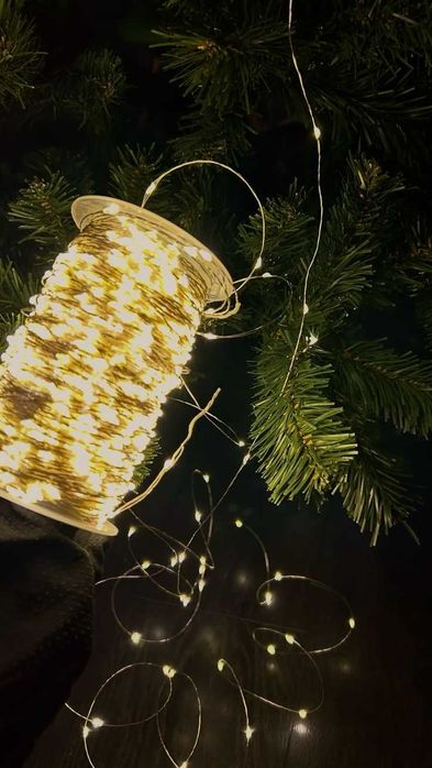 Роса мішура хвойна лапа ТЕПЛЕ СЯЙВО! Гірлянда на пульті. Гирлянда