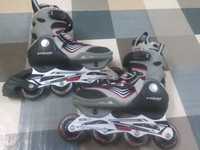 Patins em linha com chassis em aluminio