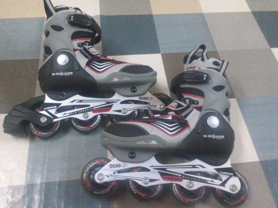 Patins em linha com chassis em aluminio