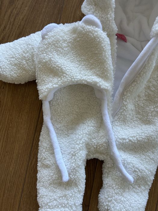 Дитячий комбінезон зимовий білосніжний , білий , Тедді