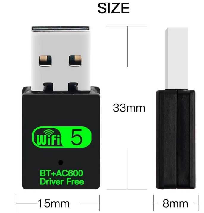 Adaptador 2 em 1 USB com WIFI 600mbps + Bluetooth 4.2