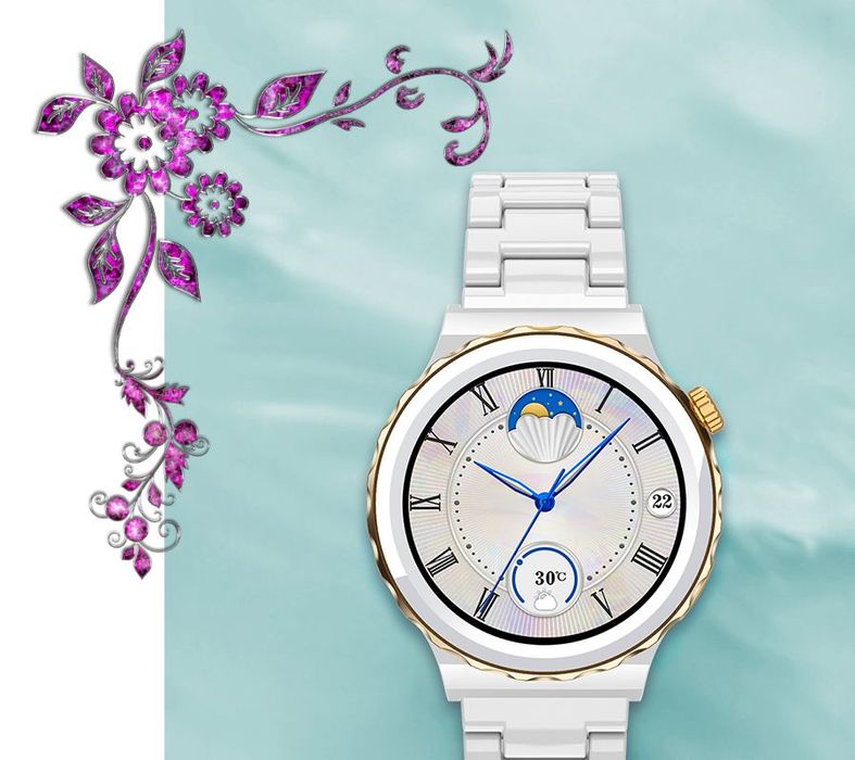 smartwatch damski rubicon rncf02-1 srebrno-srebrny + czarny