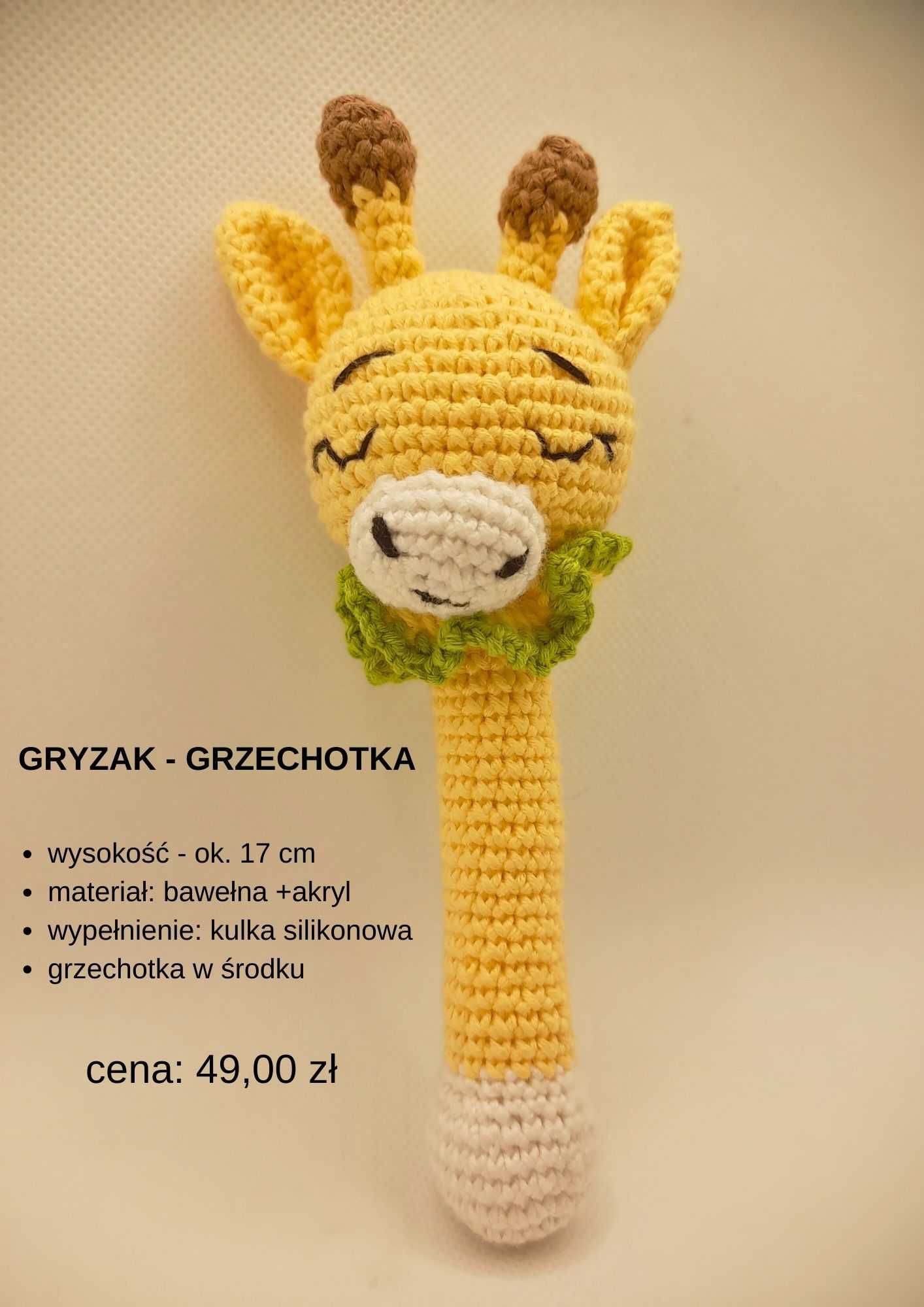 Grzechotka - Żyrafa - dla dzieci - szydełko