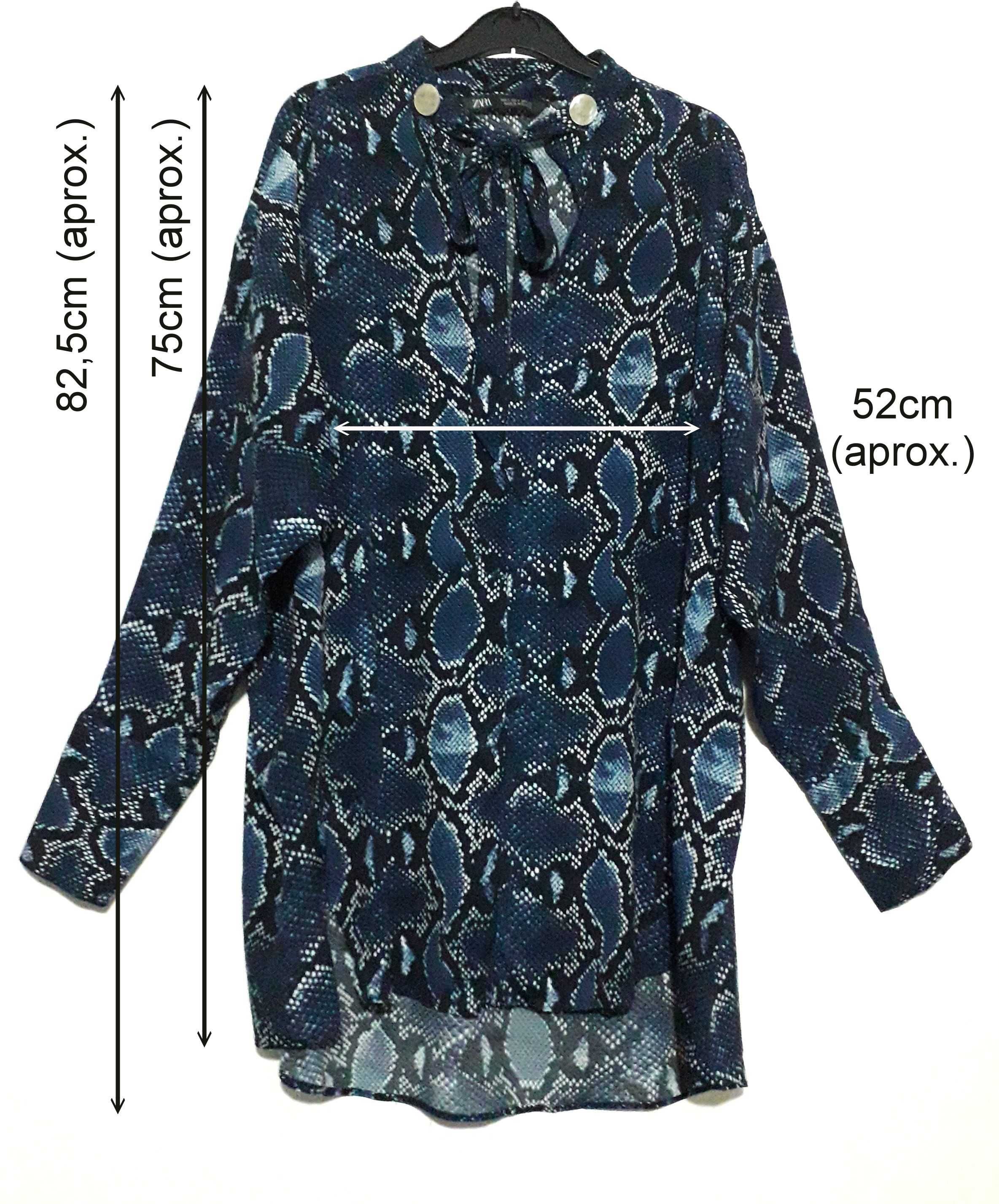 Blusa azul padrão serpente Zara Tam S (veste M) Nova