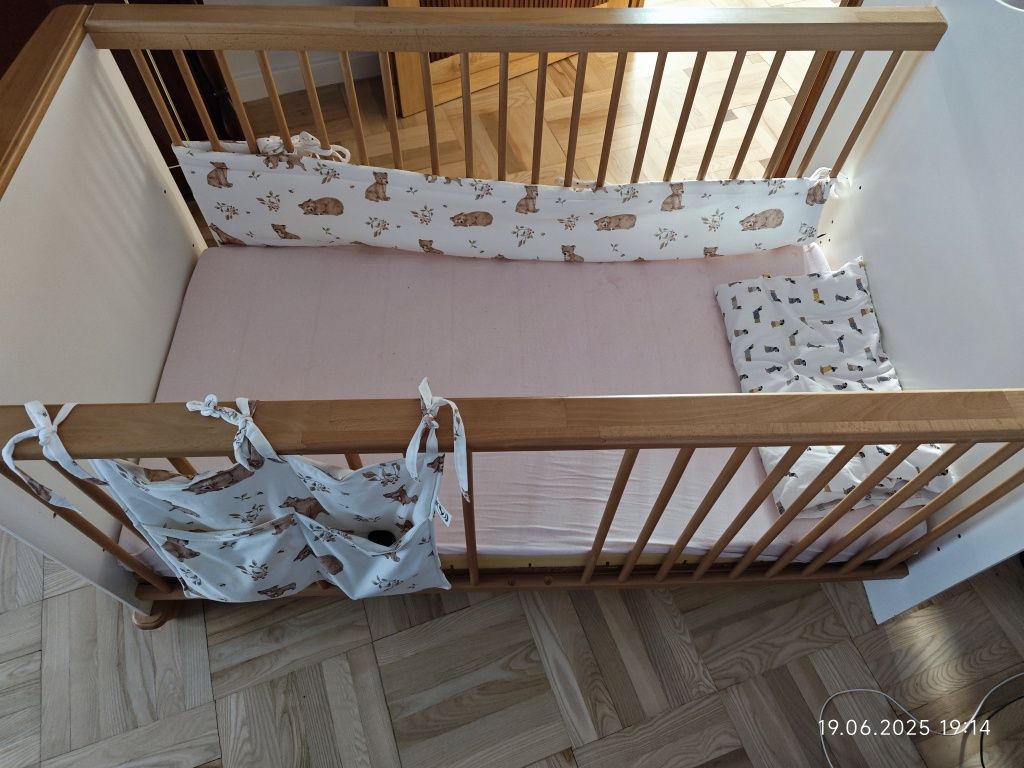 Łóżeczko Łóżko dziecięce niemowlęce Bellamy 2w1 Materac Kokos