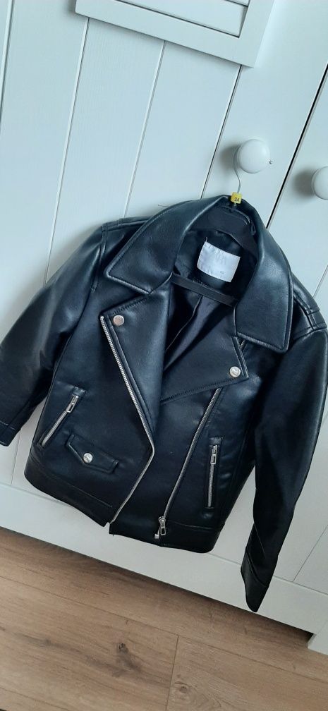 Ramoneska kurtka w stylu motocyklowym  zara 122cm czarna