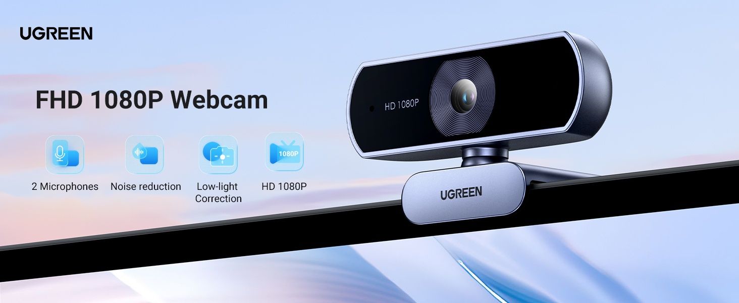 Webcam plug & play Ugreen FullHD usb com microfone incorporado SELADO