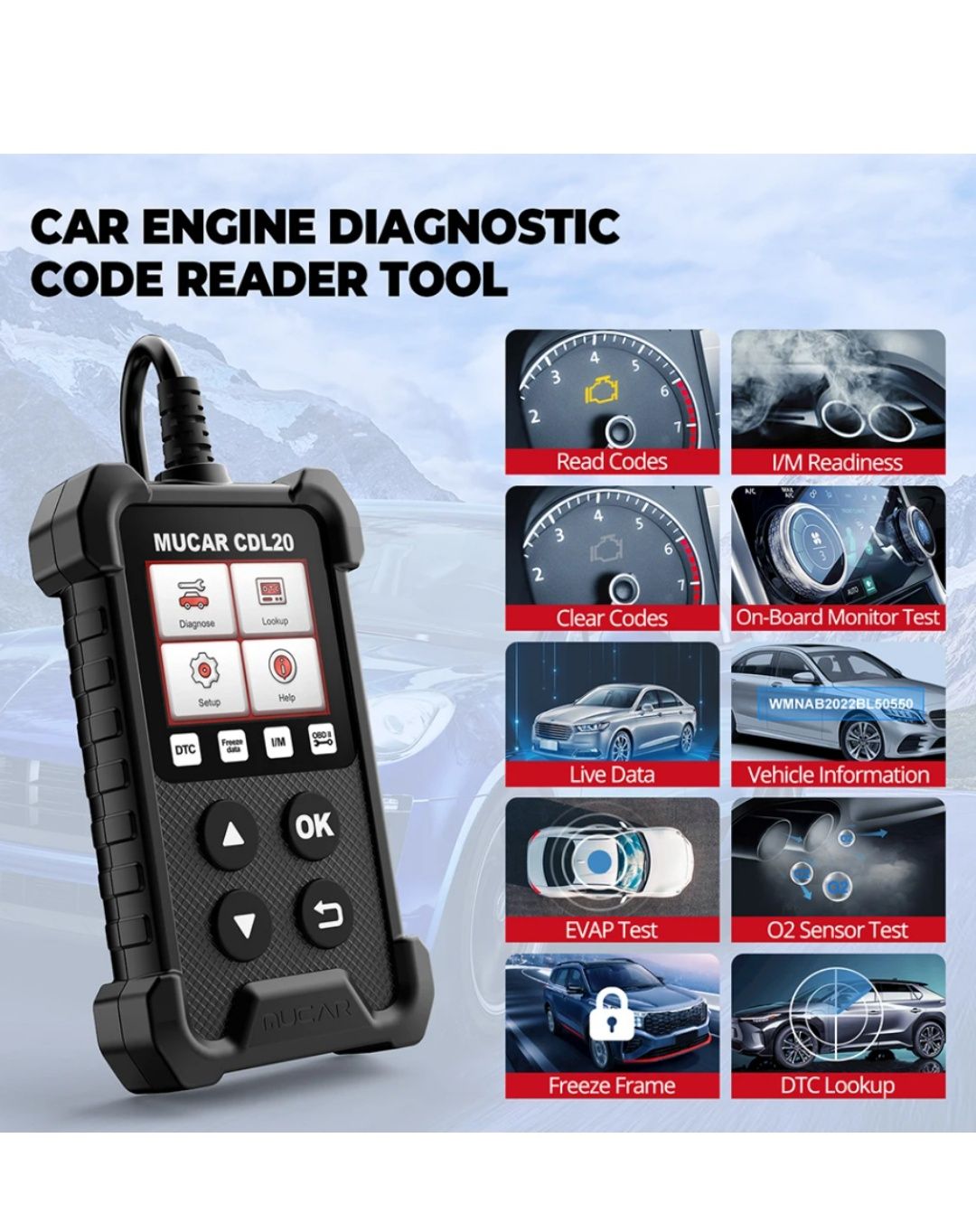 Автосканер MUCAR CDL20 мультимарковий універсальний OBD2 сканер