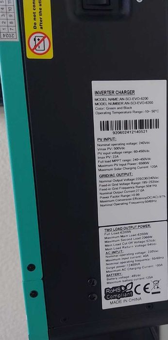Акумулятор Lifepo4 5.12kW + Інвертор 6.2kW 48V Комплект