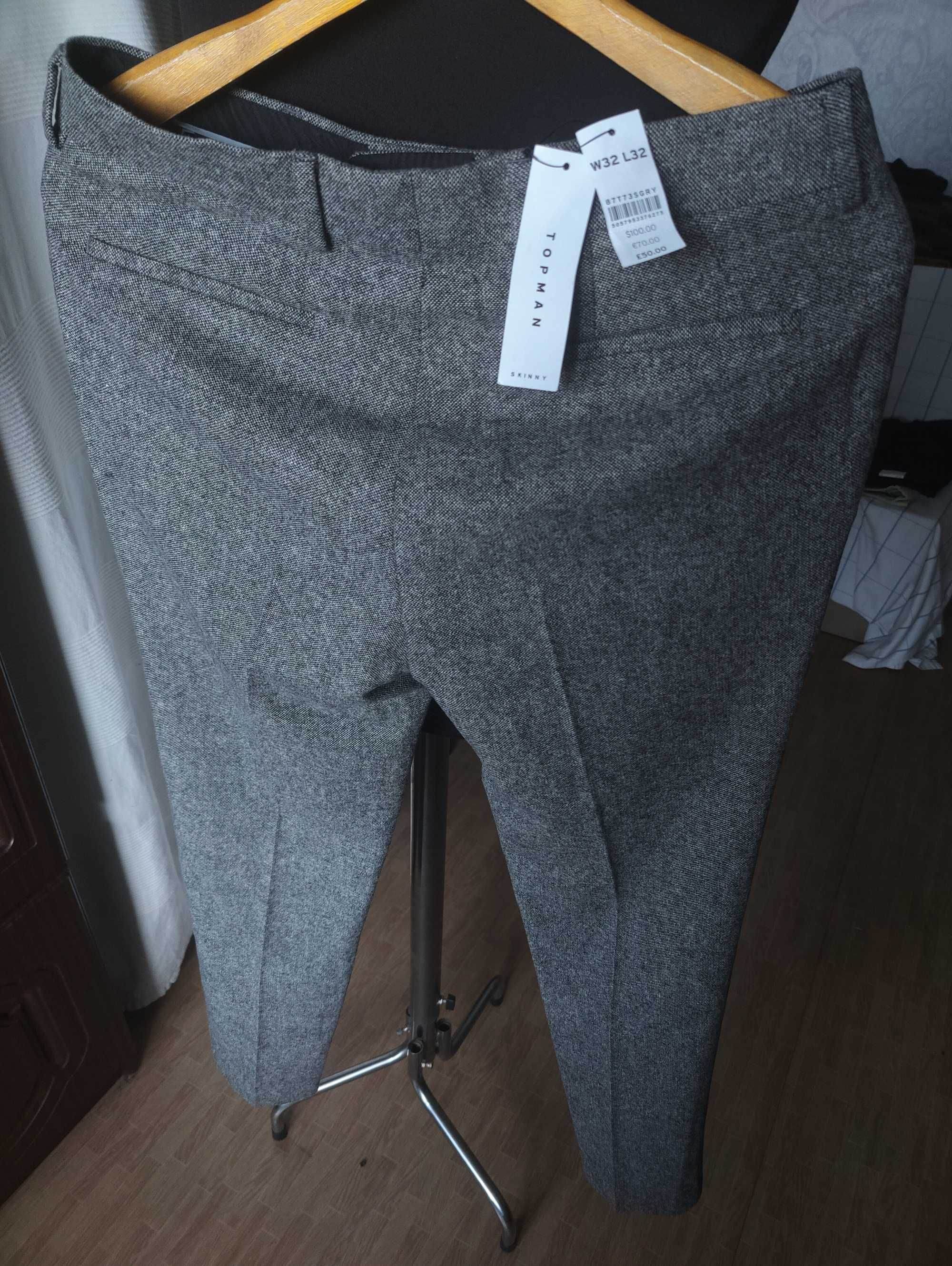 Джинсы брюки TopMan wool trousers Англия w32 grey.