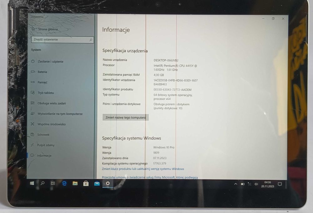 Tablet Microsoft Surface Go 1824 10" 4GB/64GB + zasilacz [TAB6]