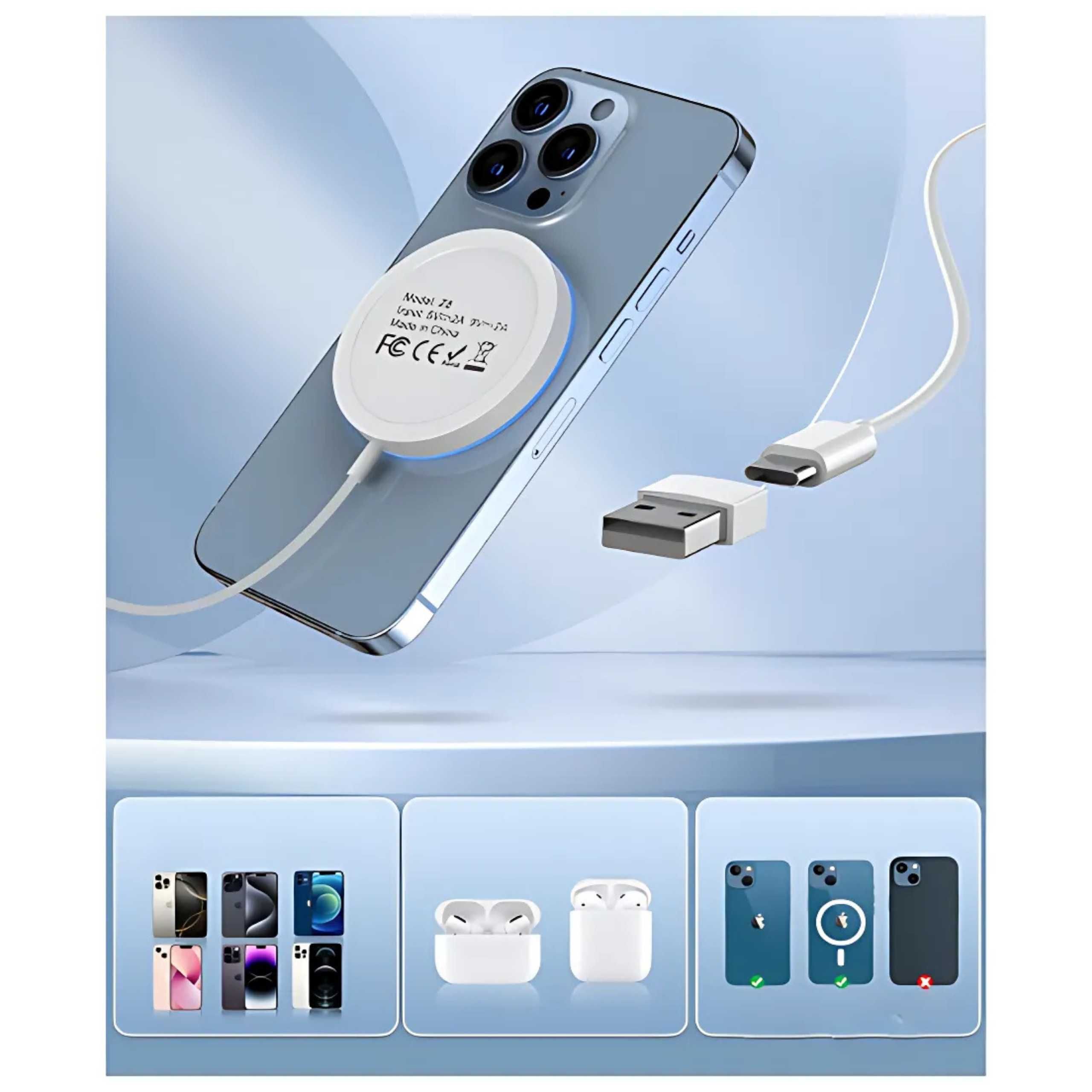 Magnetyczna Ładowarka Magsafe  Wskaźnik Ładowania 15 W