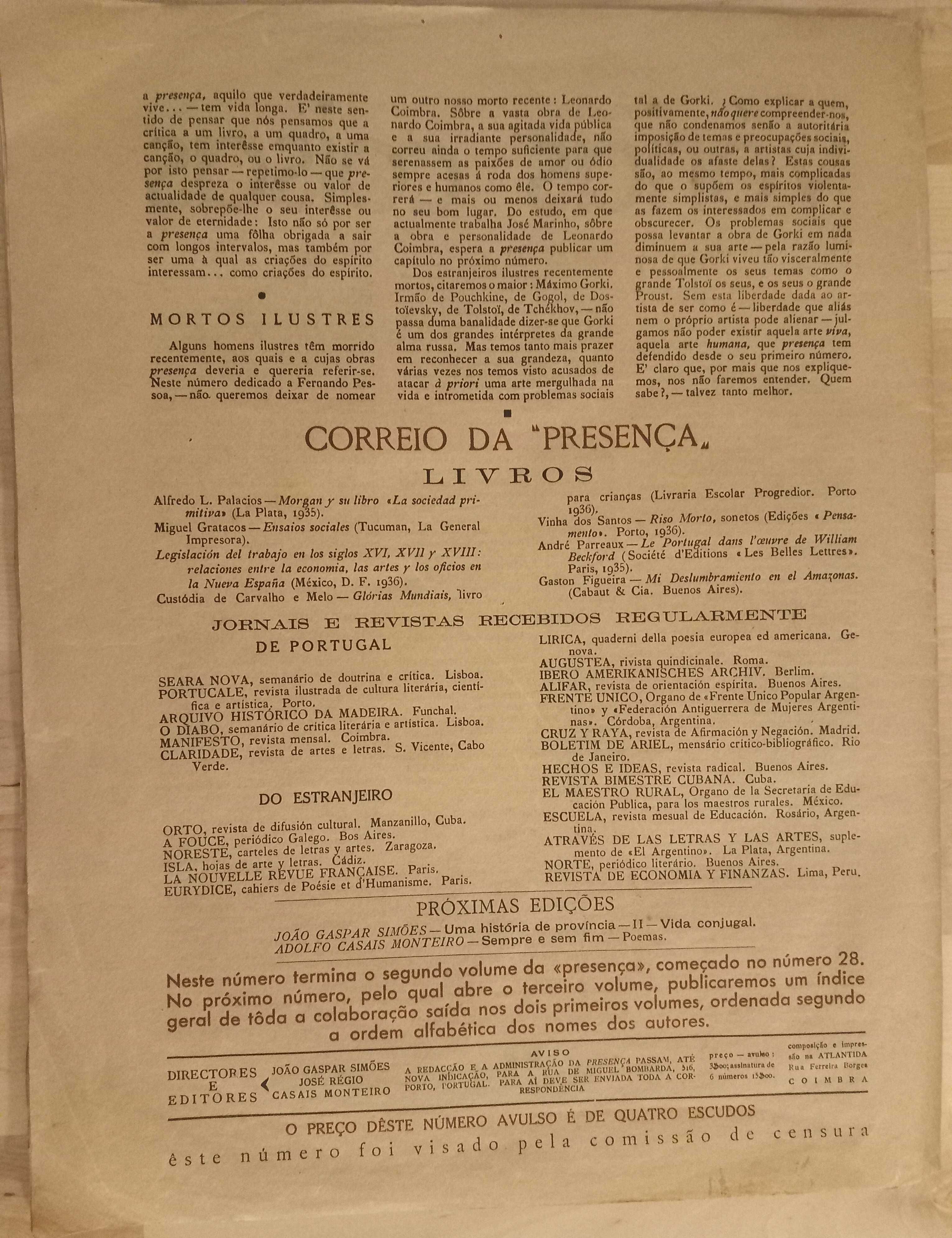 Presença - Número consagrado a Fernando Pessoa
