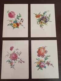 Karnety ze wzorami kwiatowymi malowane na porcelanie.