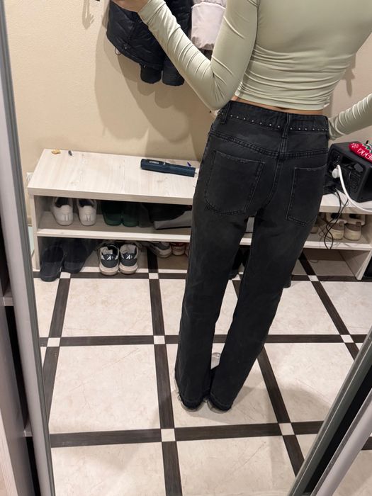 Прямі джинси графітні