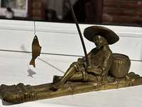 Рыбак удачи бронзовая  статуэтка Рибалка статуетка