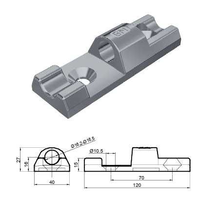 Zawias " 120" pod odboje do burt alu  skrzyni x2