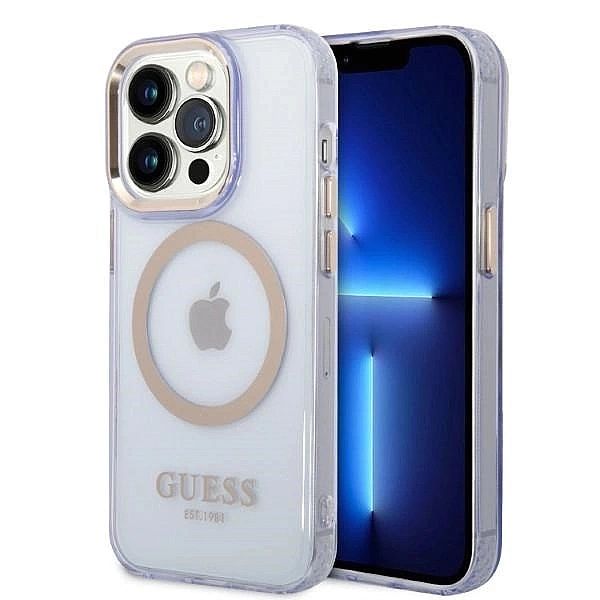 Etui Guess Gold Outline Translucent MagSafe na iPhone 14 Pro Max 6,7"