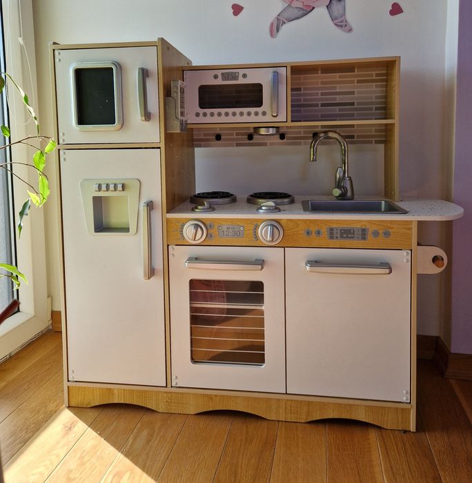 Drewniana kuchnia dla dzieci, światło LED + gratisy
