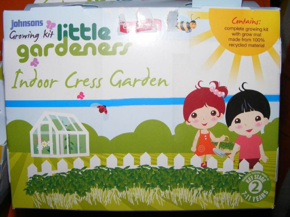 Mały ogrodnik-2 zestawy dla dziecka-pojemnik,nasiona,mata,naklejki ozd