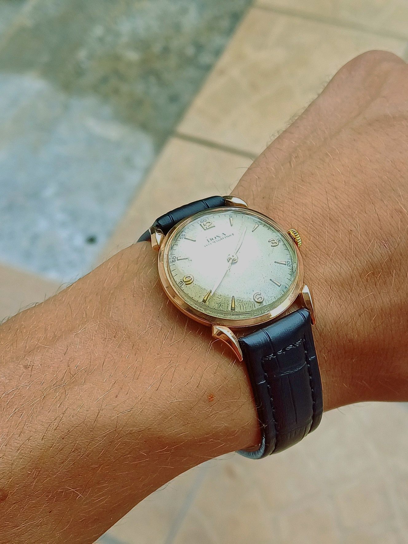 Złoty zegarek 14k Doxa antimagnetique lata 50-te