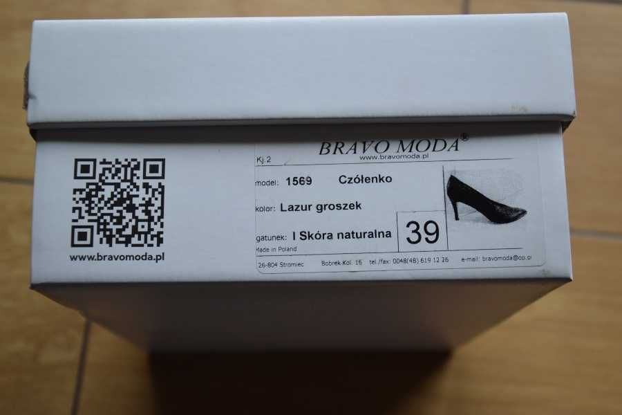 Czółenka szpilki Bravo Moda 1569, Lazur Groszek, r. 39, nowe