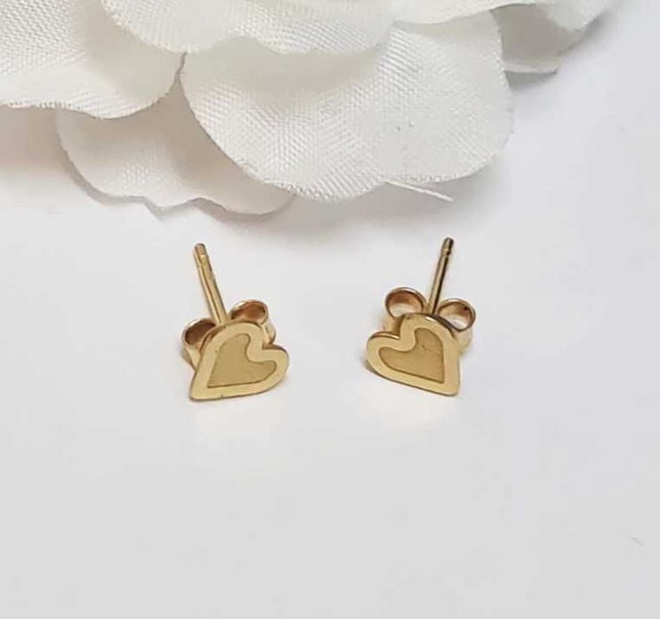 Piękne złote kolczyki serca 0,78G P585