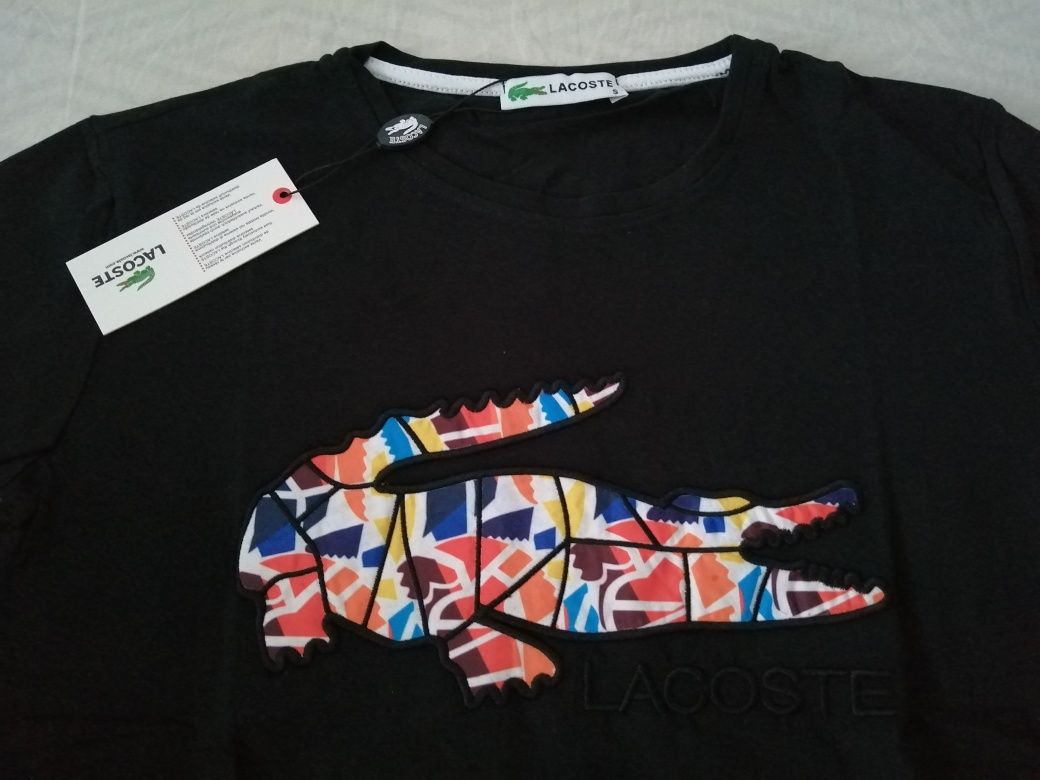 NOWA męska koszulka Lacoste t-shirt krokodyl bluzka czarna