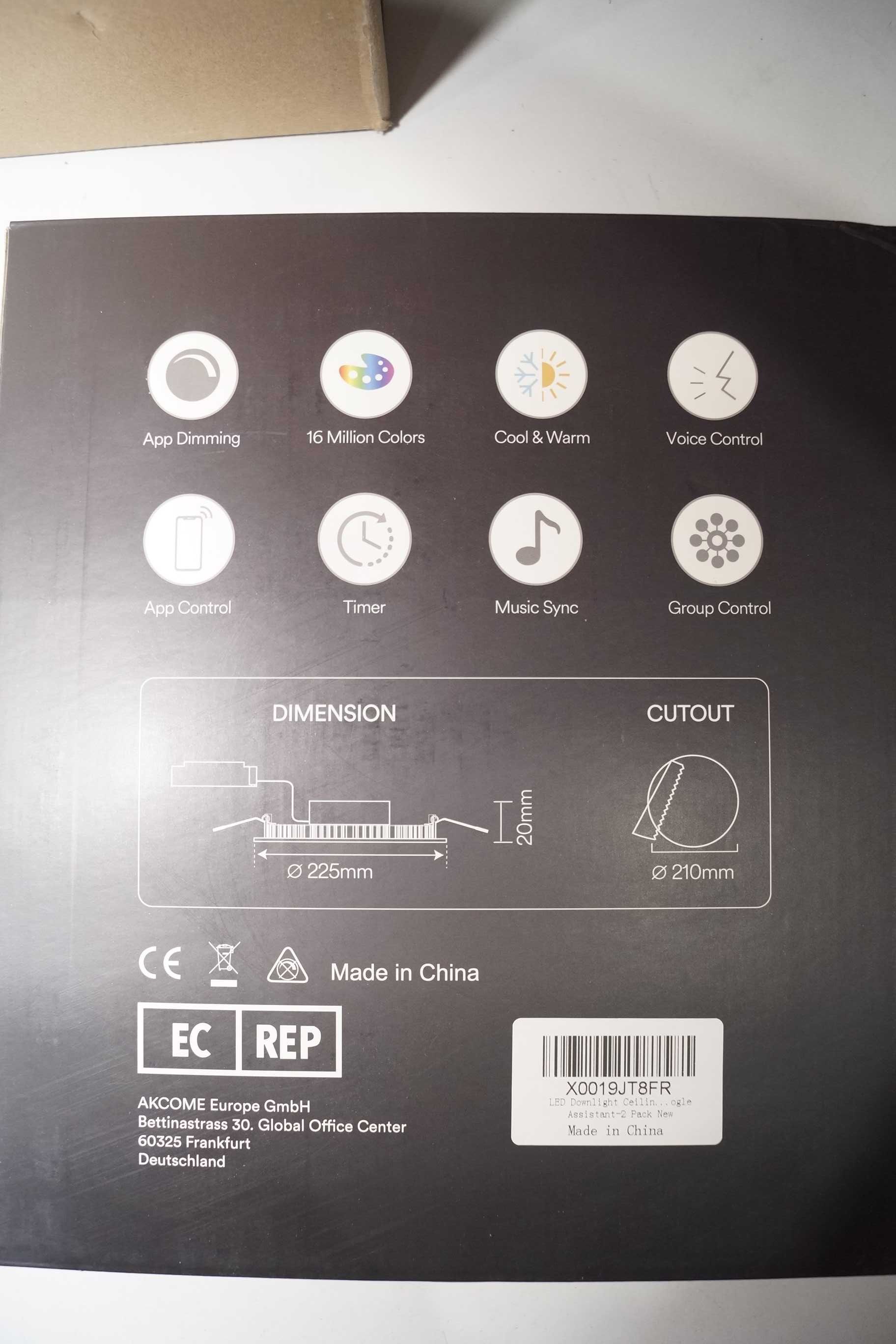 Lumary 8szt Okrągły panel sufitowy wpuszczany 18W smart wifi 16mln kol