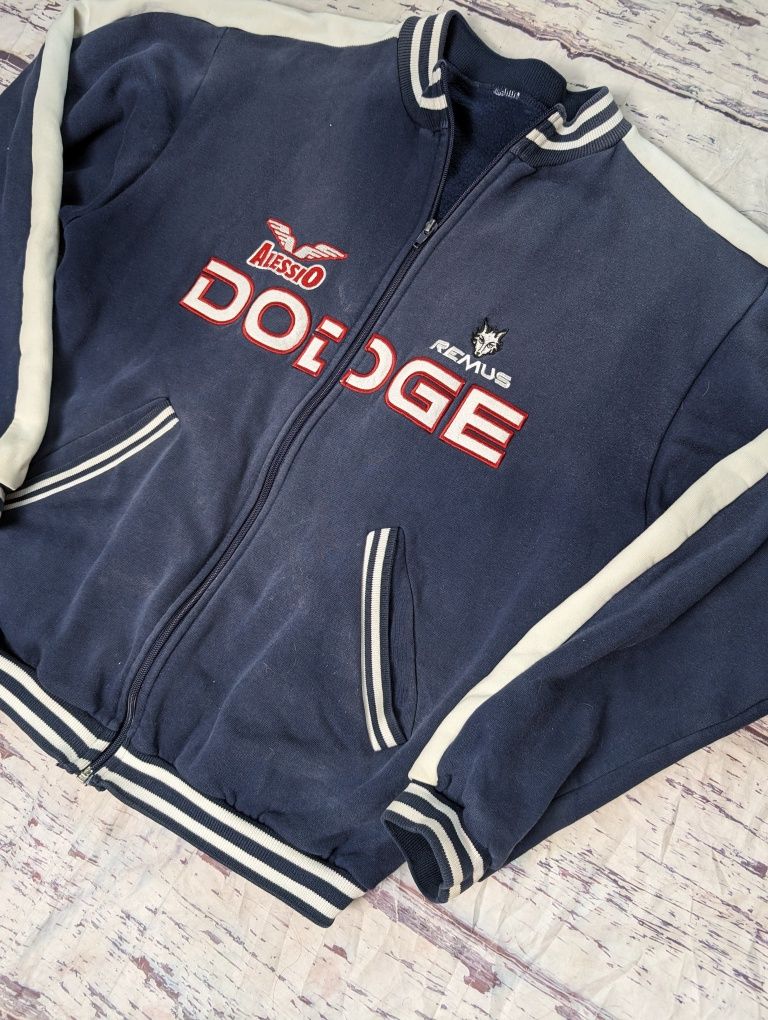 Granatowa bluza racingowa kurtka dodge racing zip vintage