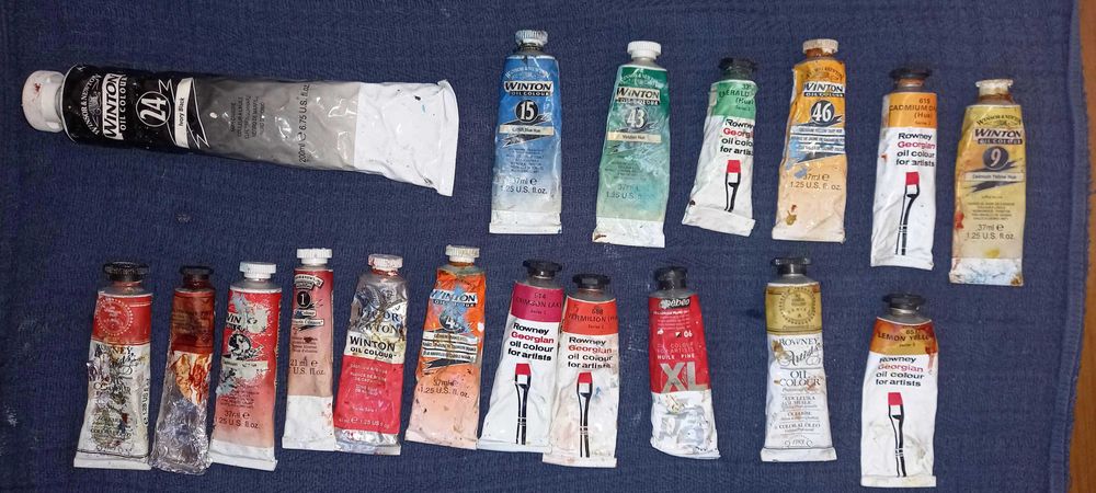 Coleção de tintas a óleo
