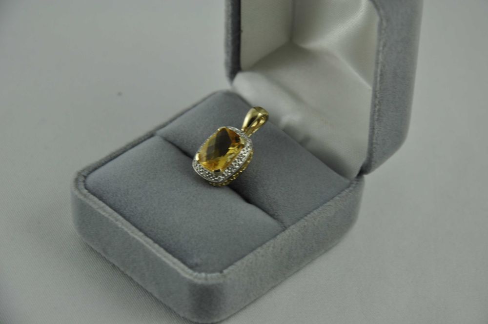 Apart złota zawieszka 14K/585 z diamentami i cytrynem